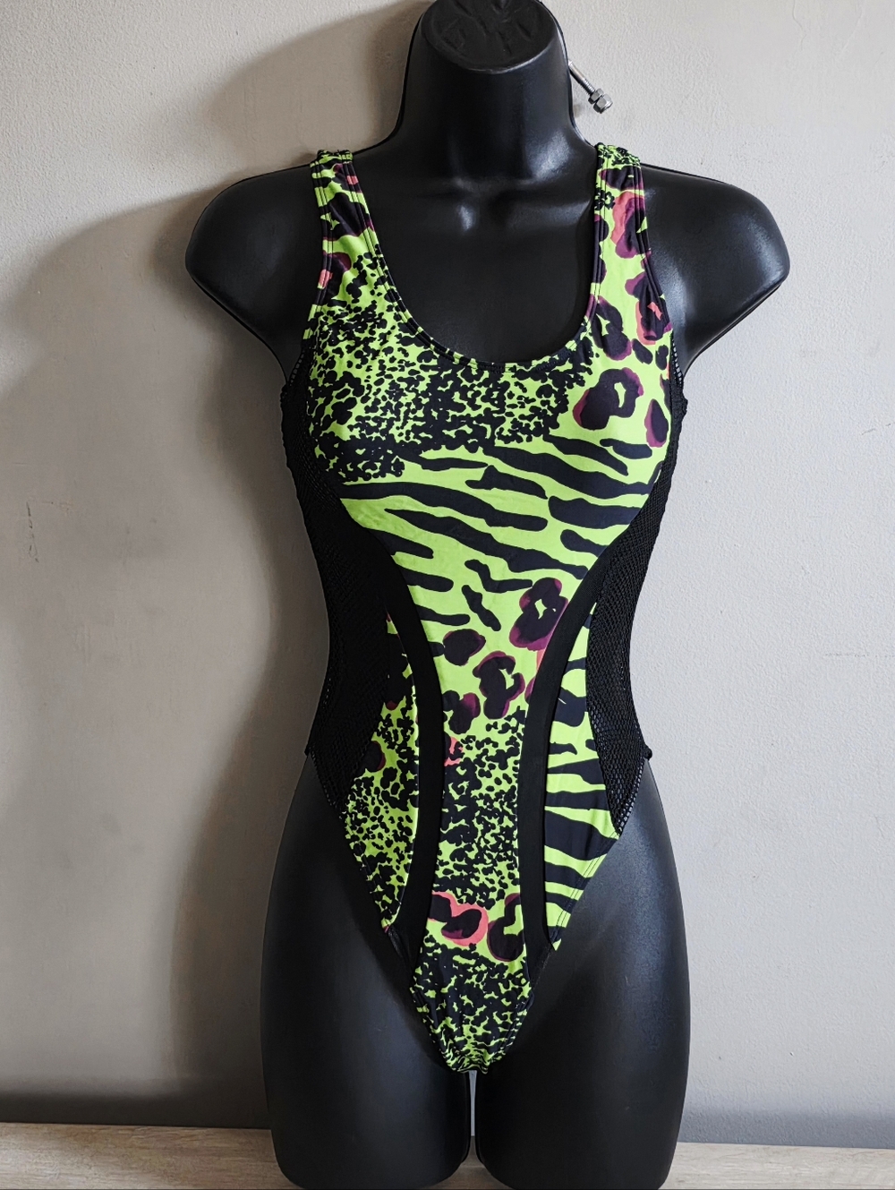 Neon Green Animal-Print One-Piece Swimsuit